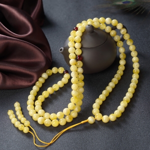 9.5mm白花蜜蜡108佛珠