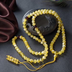 9mm白花蜜蜡108佛珠