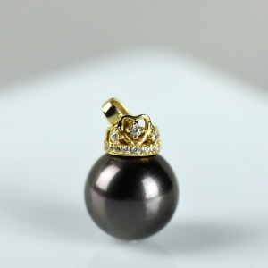 18K海水黑色珍珠吊坠