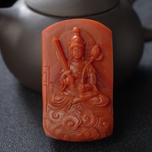 柿子红南红虚空藏菩萨吊坠