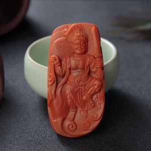 柿子红南红不动明王吊坠