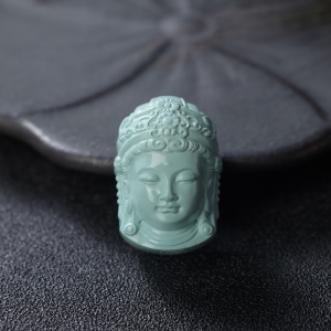 中高瓷铁线绿色绿松石观音吊坠