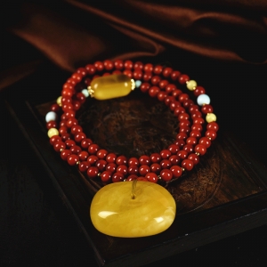 白花蜜蜜蜡平安扣吊坠