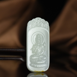 山料和田白玉大势至菩萨吊坠