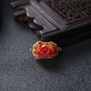18K沙丁珊瑚牡丹花配件