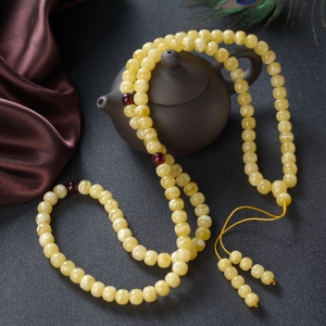 白花蜜蜡桶珠108佛珠