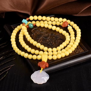 6mm白花蜜蜜蜡108佛珠