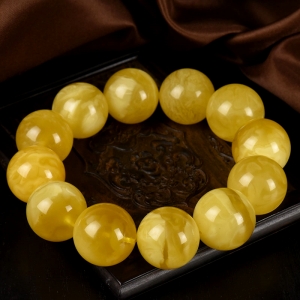 21.5mm白花蜜鸡油黄单圈手串