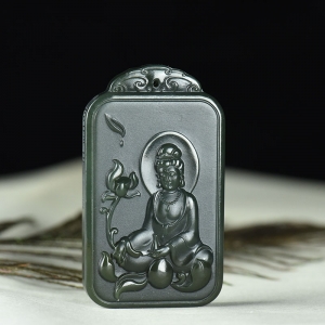 山料和田青玉大势至菩萨吊坠