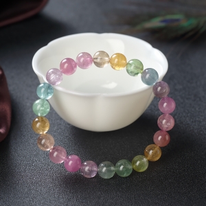 8mm彩虹碧玺单圈手串