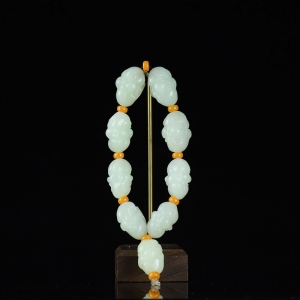 山流水料和田羊脂白玉十八罗汉手持