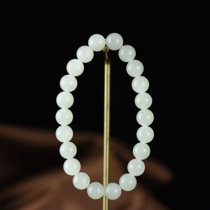 8mm籽料和田白玉单圈手串