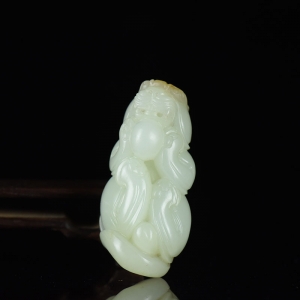 籽料和田白玉貔貅手把件