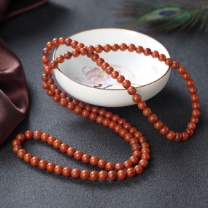 5.5mm铁皮包浆料南红多圈手串