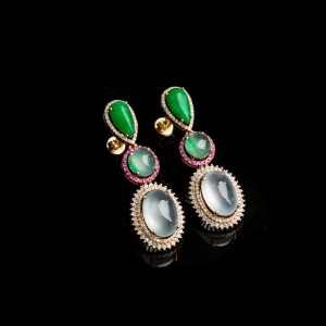 18k高冰种翡翠耳坠