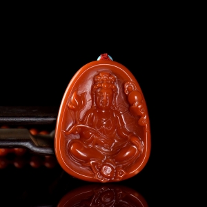 柿子红南红观音吊坠