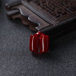 阿卡牛血红珊瑚桶珠（两件）