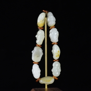 籽料和田白玉十八罗汉单圈手串