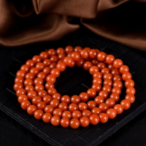 7mm柿子红南红108佛珠