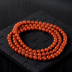 7mm辣椒红南红108佛珠