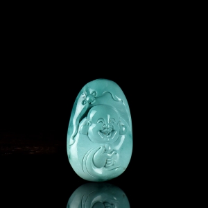 中高瓷蓝色绿松石弥勒佛吊坠