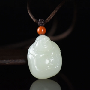 籽料和田白玉弥勒佛吊坠