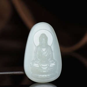 籽料和田白玉阿弥陀佛吊坠