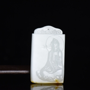 籽料和田白玉观音吊坠