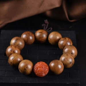 20.5mm柿子红南红龙珠单圈手串