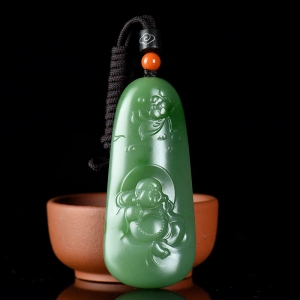 山料和田碧玉弥勒佛吊坠