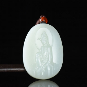籽料和田白玉观音吊坠
