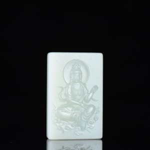 山流水料和田白玉观音吊坠