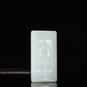 山料和田羊脂白玉大日如来吊坠