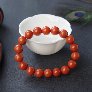 11mm柿子红南红单圈手串