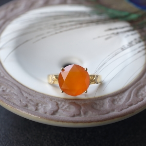 18K冰红南红圆形戒指