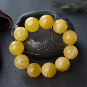 22mm白花蜜蜡单圈手串