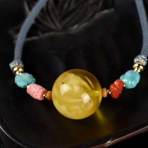 20.5mm白花蜜金绞蜜蜜蜡锁骨链