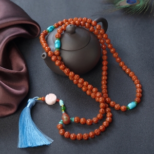 柿子红南红佛头珠108佛珠