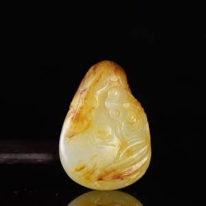 籽料和田白玉金玉满堂吊坠