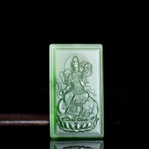 山料和田碧玉普贤菩萨吊坠