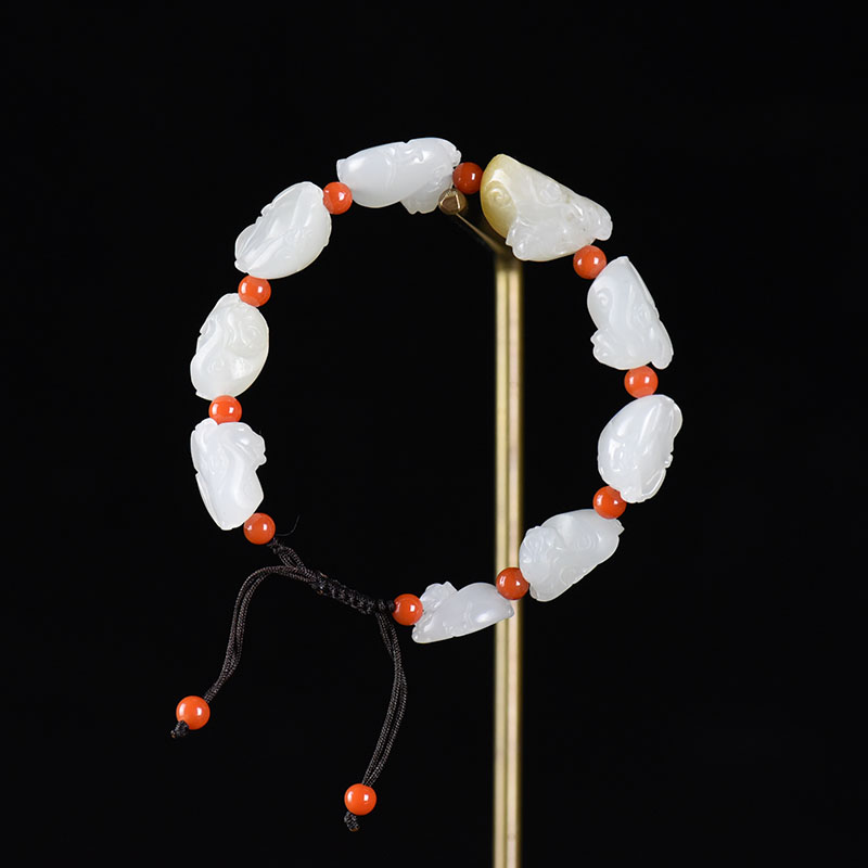 籽料和田白玉貔貅单圈手串