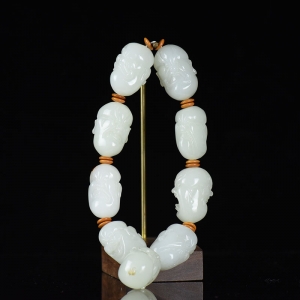 山流水料和田白玉十八罗汉手持