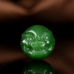 24mm山料和田碧玉貔貅圆珠配件