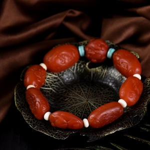 柿子红南红马到成功单圈手串