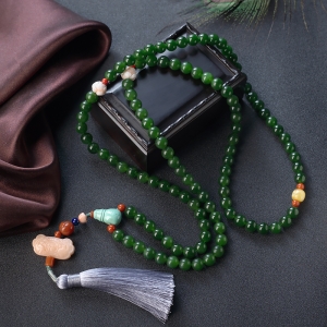 8mm山料和田碧玉108佛珠