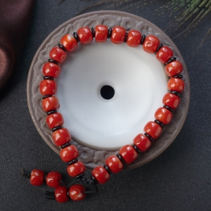 阿卡珊瑚鼓珠单圈手串