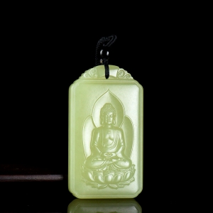 山料和田黄玉大日如来吊坠