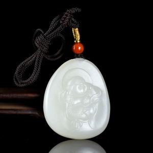 籽料和田白玉弥勒佛吊坠