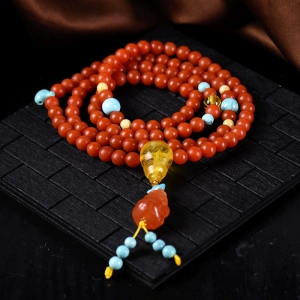 6mm柿子红南红108佛珠