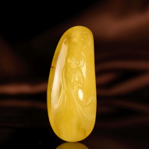 黄白花蜜鸡油黄蜜蜡悟道吊坠